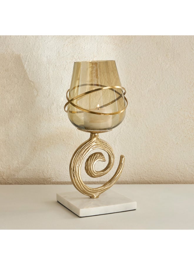 Home Box Sands and Palms Sahra Marble Metal Decorative Vase - 14x14x30 cm - Image 1